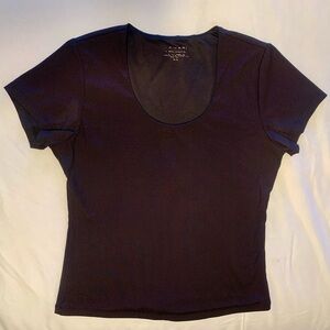 Tahari Ribbed Short Black Lined Shirt Size Medium